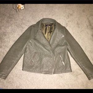 Army green leather jacket